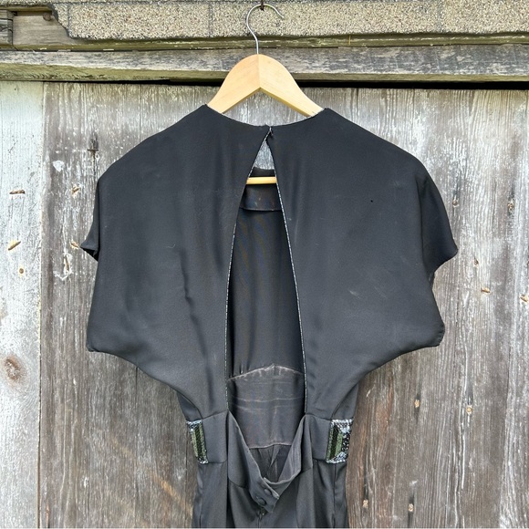 Vintage 80s 90s Deco Glam Black Romper - Picture 5 of 16